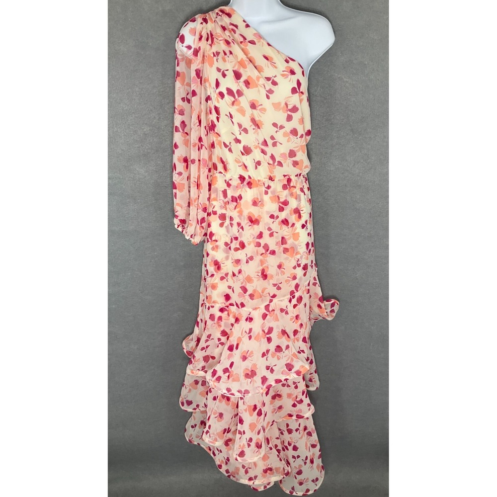 Alexis‎ X Target Dress Women 1X Floral One Shoulder Ruffle Orchid Chiffon Flowy